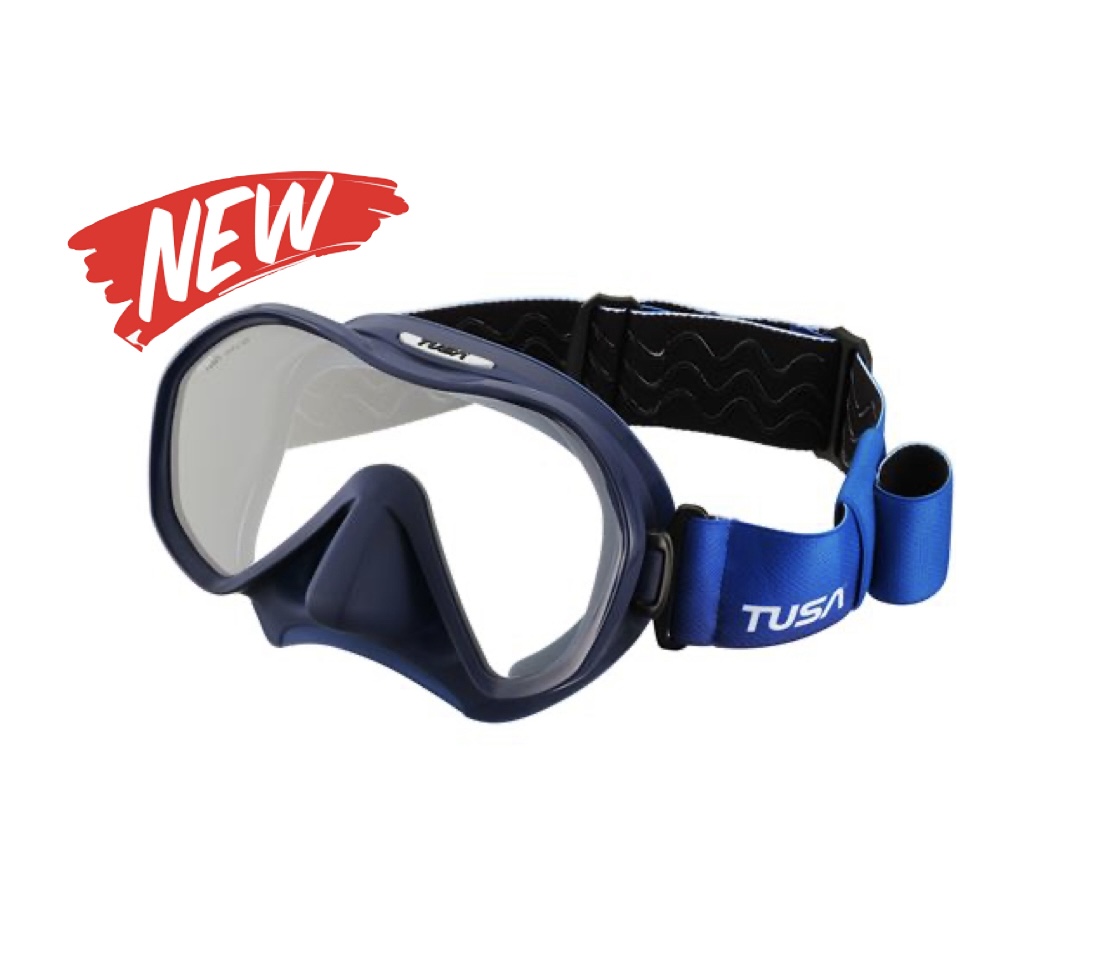TUSA Zensee Frameless Scuba Diving Mask - White, Fabric Strap, Panoramic View, Swift Buckle 3D