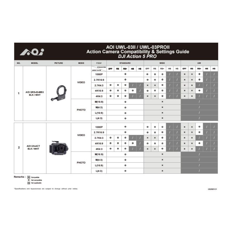 AOI UWL-03II-BLK Underwater 0.73X Wide Angle Conversion Lens Mark II for Action Camera & Phone - Black Color - Image 6